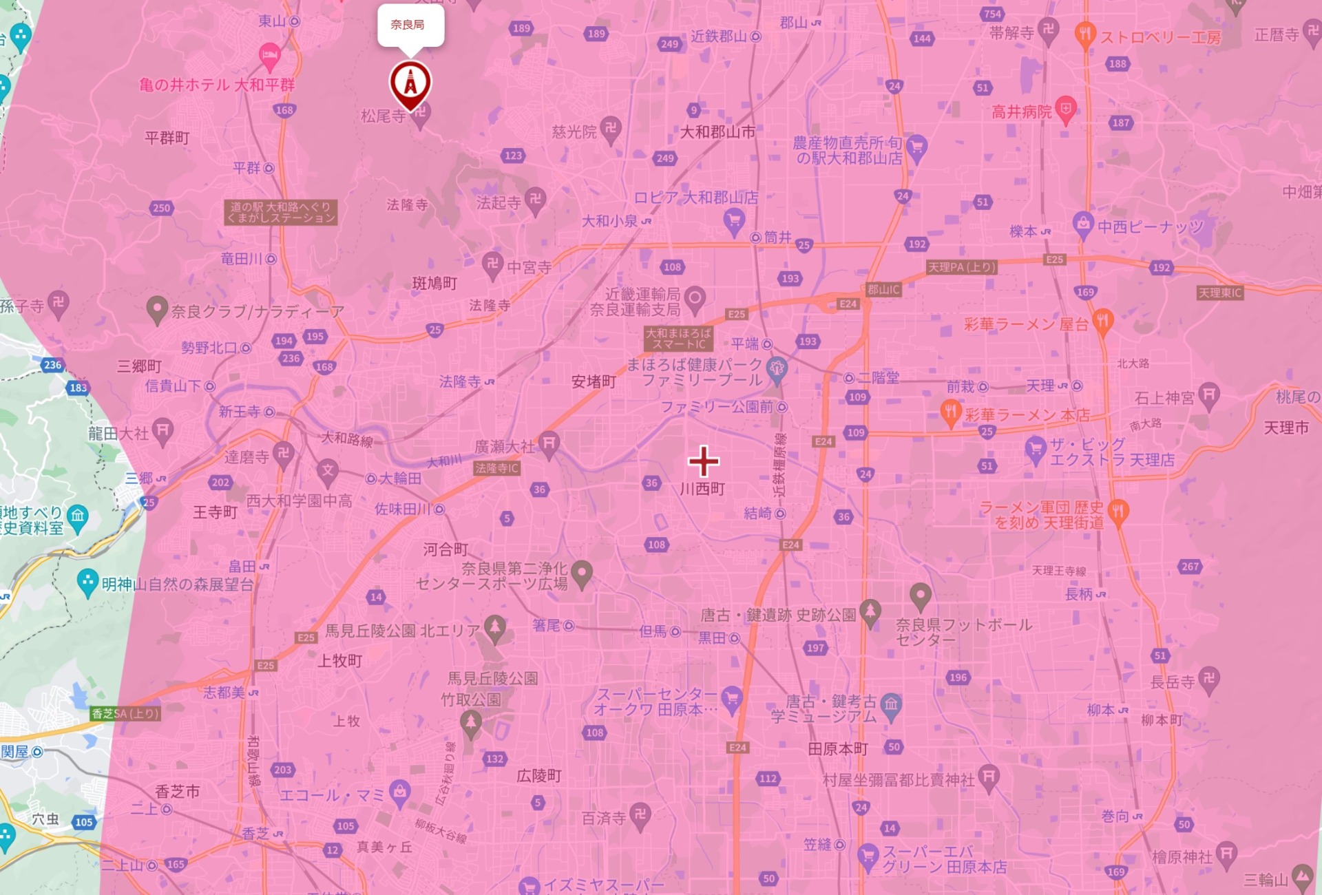 川西町の電波状況（奈良テレビ）