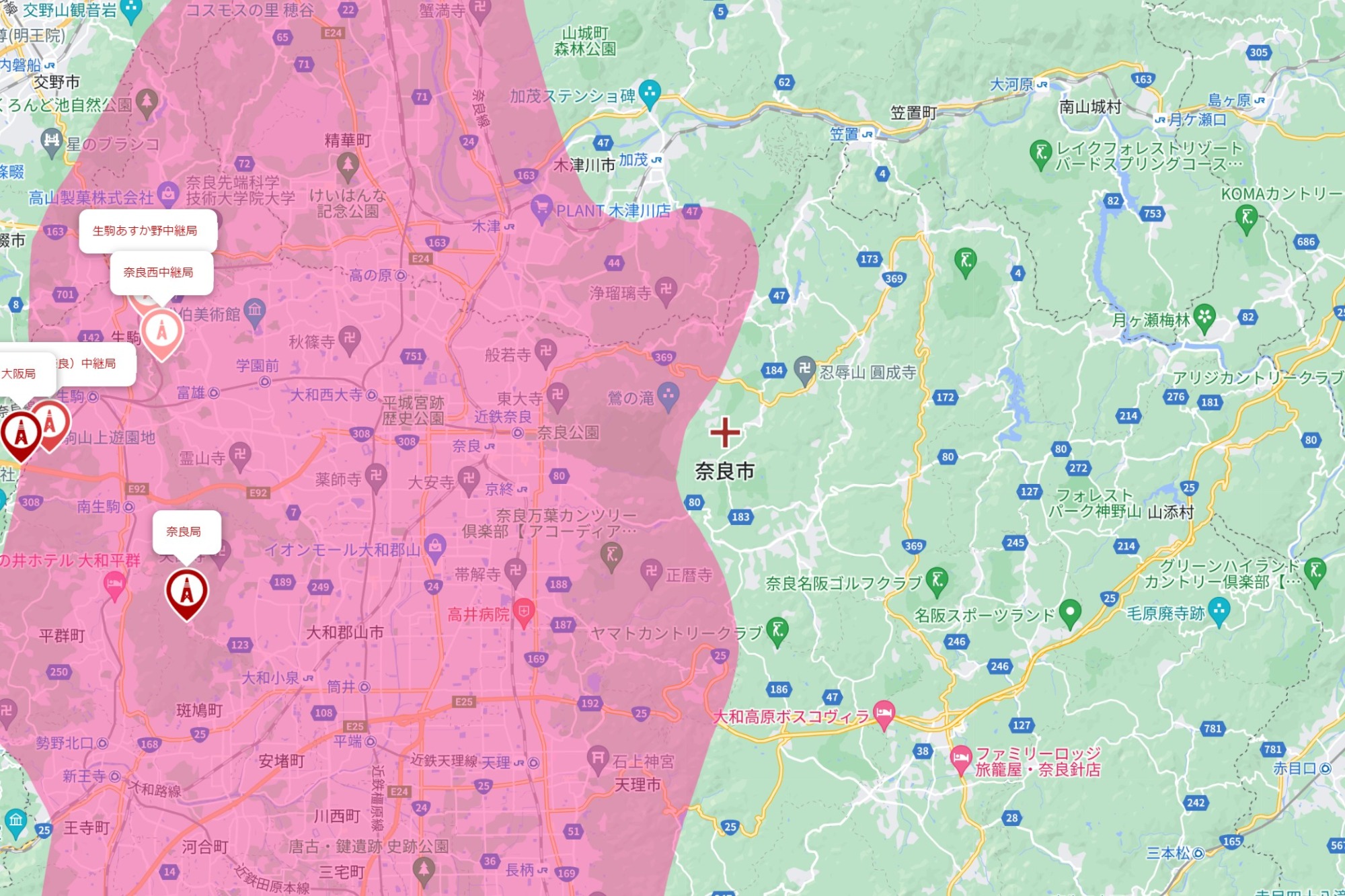 奈良市の電波状況（奈良テレビ）