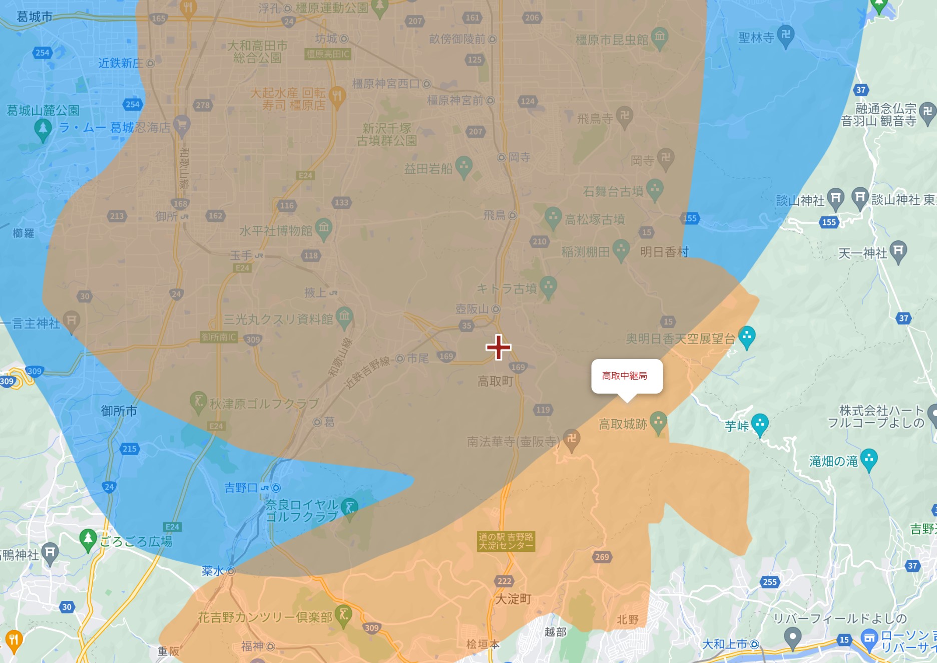 高取町の電波状況（奈良テレビ）