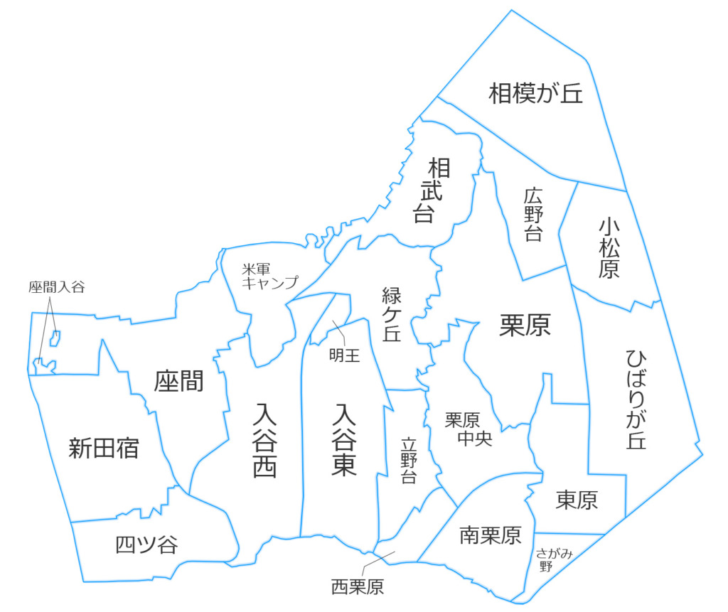 座間市の行政マップ