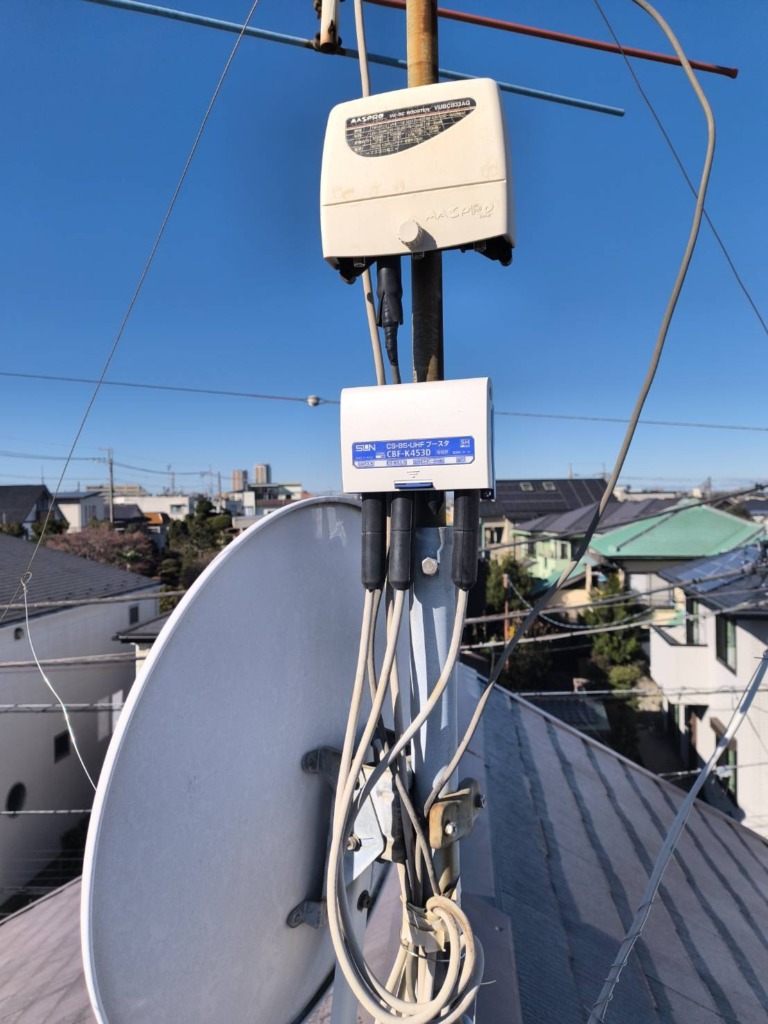 市川市八幡の既存住宅でテレビ視聴不良修理