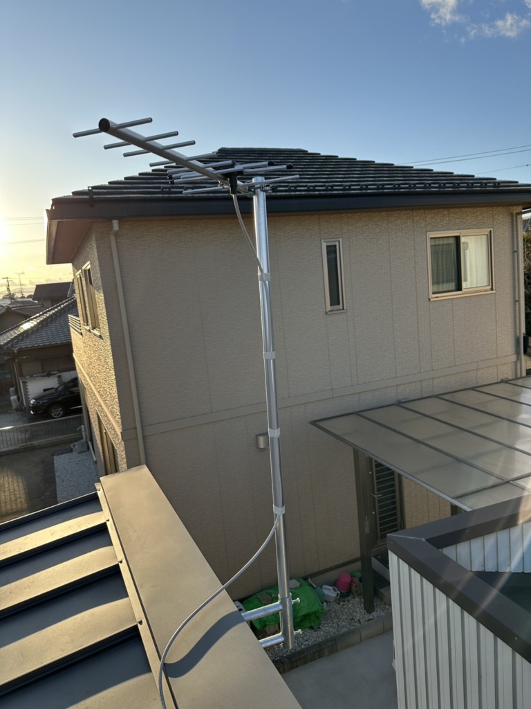 一宮市三条のアサヒグローバルホーム様平屋新築　地上波デジタル放送テレビアンテナ工事