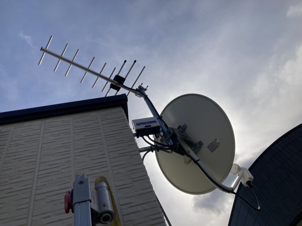 名古屋市瑞穂区玉水町の3階建て住宅に2K4K8K対応BSと地上波デジタル放送八木式アンテナ工事