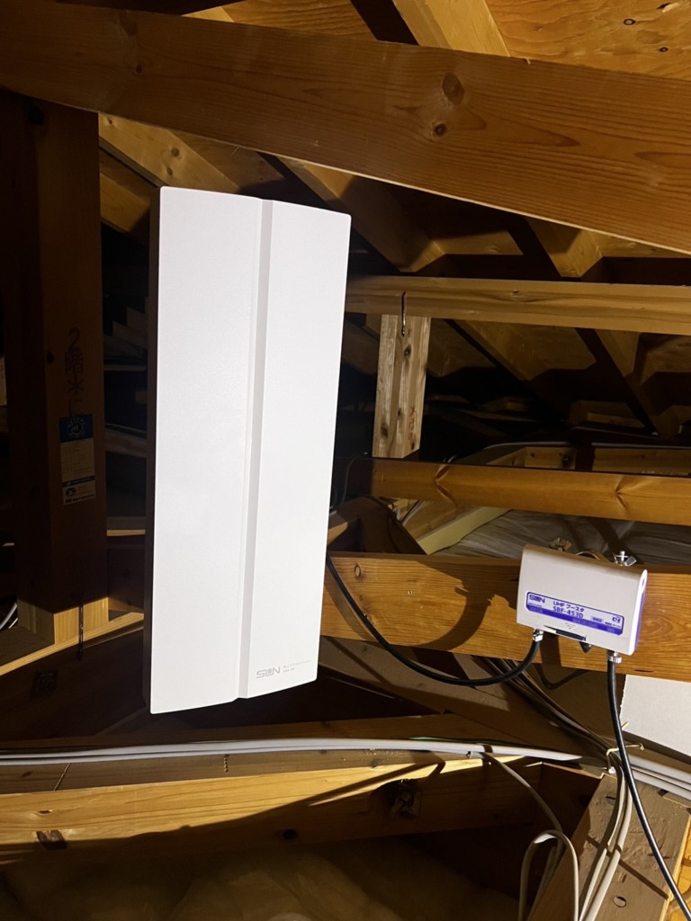 名古屋市中川区荒中町のアンテナ入力線がない屋根裏での地上波デジタル放送テレビアンテナ工事