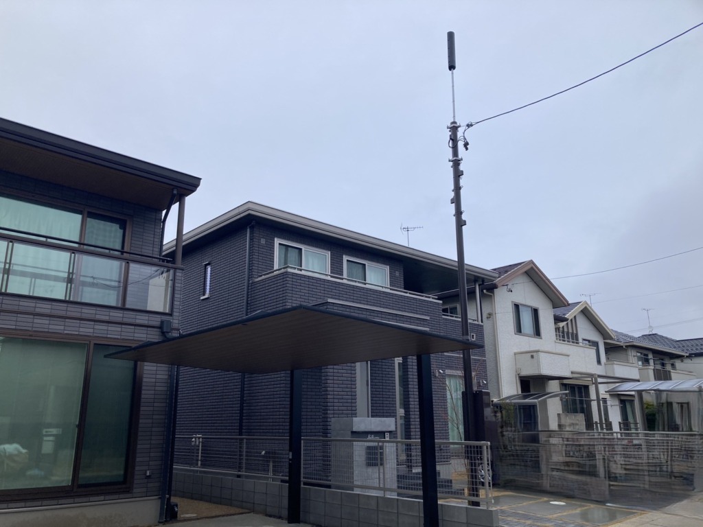 各務原市蘇原申子町のセキスイハイム様新築 スッキリポールへの地上波ユニコーンアンテナ工事